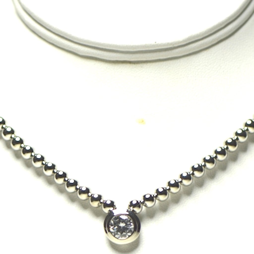 Silver Bead Necklace With Signity Cubic Zirc